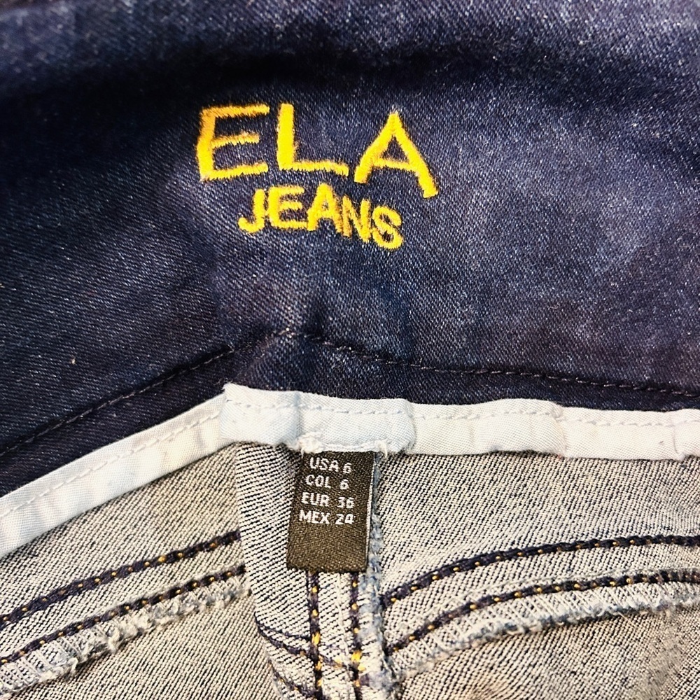 Size 6 • ELA High-Rise Dark Wash Skinny Jeans – Gold Button Detail - Picture 3 of 13